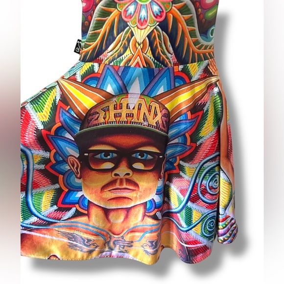 Grassroots California Headspace Colorful Patterned Sleeveless Mini Dress S - Picture 2 of 6